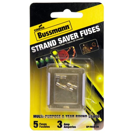 Eaton Bussmann BP-MAS-3A 3 Amps Holiday Mini Light Set Fuse, 5PK 710613